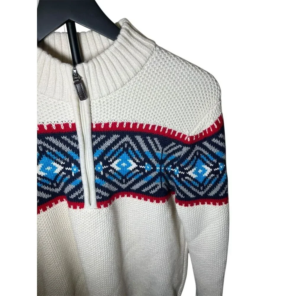 IZOD Men's Fair‎ Isle/Festive Holiday 1/4 Zip Knit Sweater Multicolor Size M